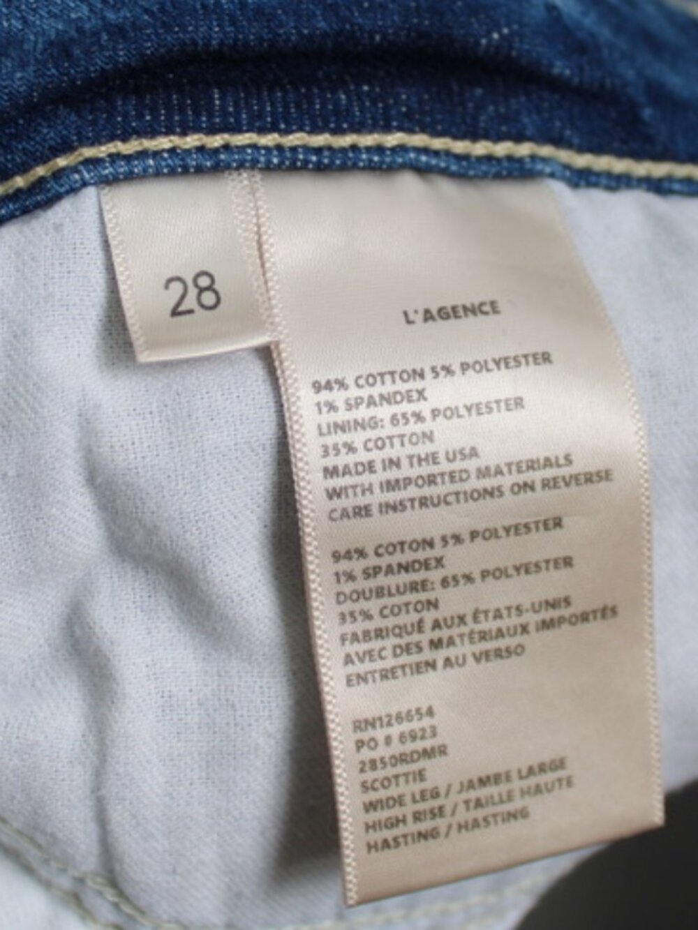 L'agence Scottie Wide Leg High Rise Jeans in Hasting Blue Size 28 - Picture 6 of 9